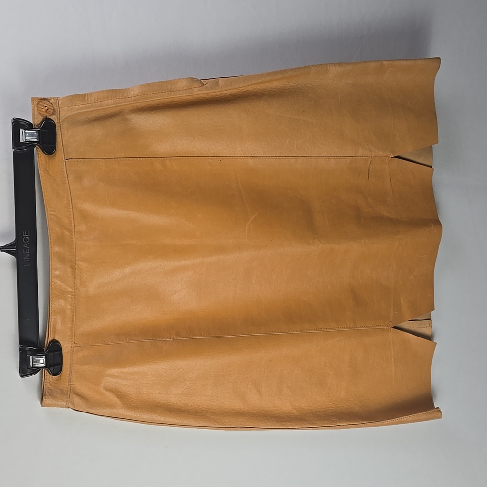 Vintage Nazareno Gabrielli Made In Italy Women's Mustard Gold Leather Skirt Sz 8
